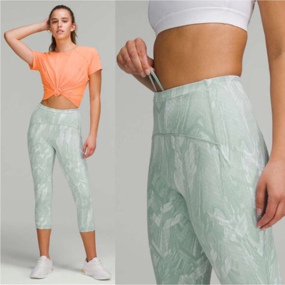 Lululemon Swift Speed Reverberated Chevron Jacquard Crop Leggings 4 - Picture 1 of 9